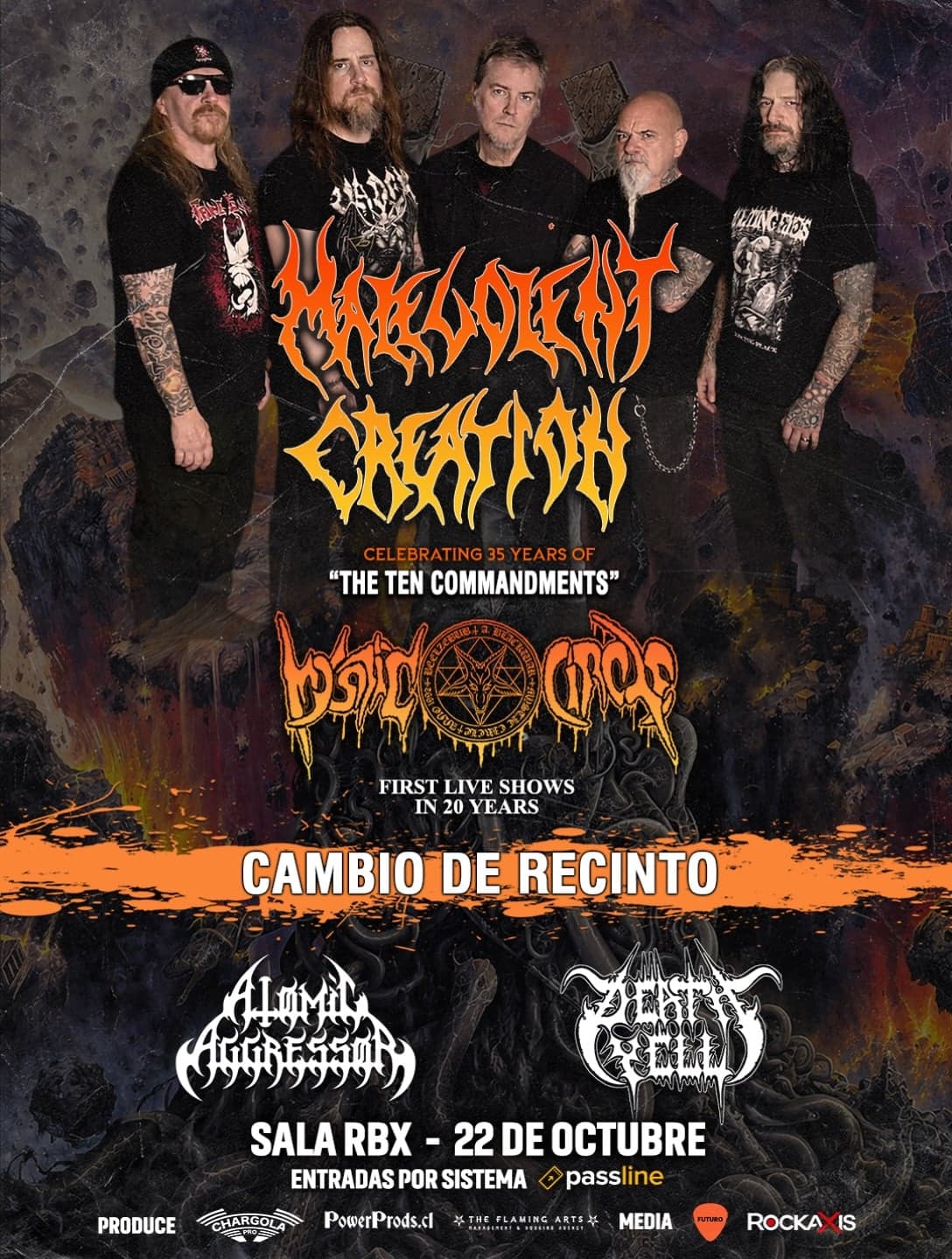 Malevolent Creation y Mystic Circle en Sala RBX